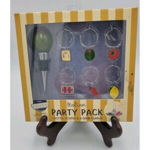 Drinking Buddies Italian Party Pack Bottle Stopper and Drink Charms New In Box
